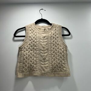 Off-White Cable Knit Wool cropped Vest Sweater